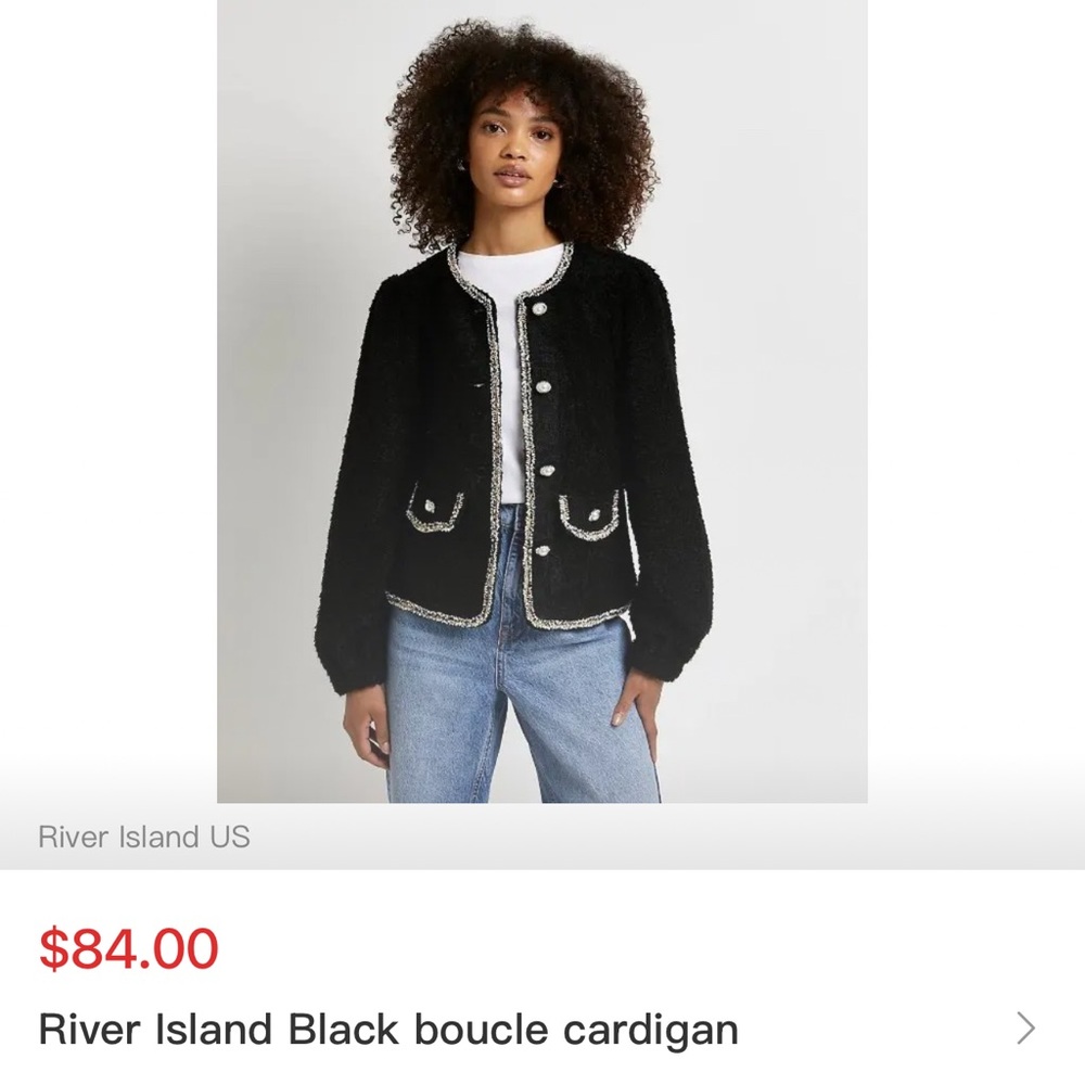 River island Cardigan blazer in pearls. Old money look. Black!